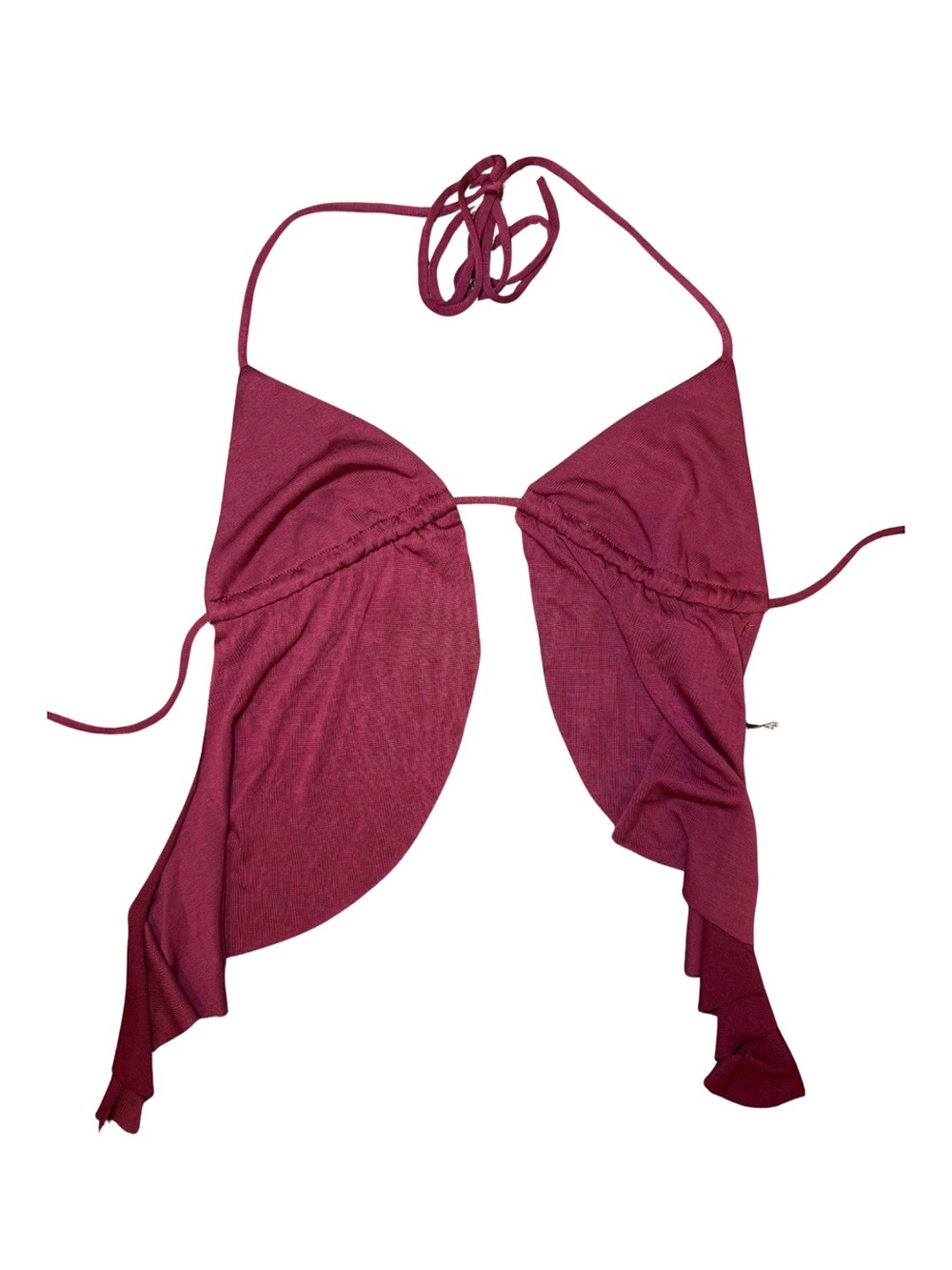 Burgundy Halter Tie-Back Draped Women's Top